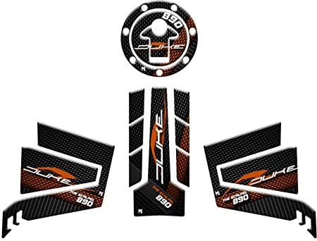 Paraserbatoio.it Aufkleber-Set, 3D-Effekt, Tankschutz, Harz, kompatibel mit KTM DUKE 890 R - Kit, Tankschutz, Seitenschutz - Farbe Schwarz v1
