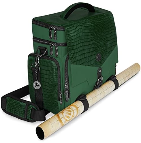ENHANCE Reisetasche für DND Sammler-Edition, Tasche kompatibel mit Dungeons und Drachen, Kampfteppichhalter, Taschen für Würfel und Zubehör, Transporter 4 bis 8 Pfund (grüner Drache)