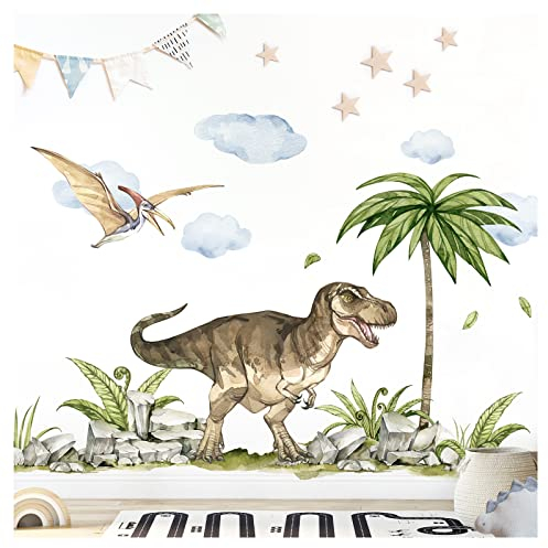 Grandora XXL Dinosaurier Wandtattoo für Kinderzimmer Wandsticker Jurassic World Tiere Wandaufkleber Deko DL855-1