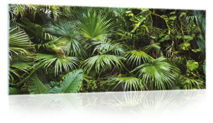 Glasbild Wald Dschungel Natur Pflanzen Landschaft 125x50 cm Modern Glasbilder Wohnzimmer Schlafzimmer Badezimmer Bilder auf Glas Bild groß XXL einteilig Querformat Wandbild Wandbilder Aufhängfertig
