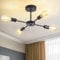 ANWIO Kronleuchter Schwarz Deckenlampe 4-flammig, Deckenleuchte Wohnzimmer Pendelleuchte E27 für Küche, Schlafzimmer, Esszimmer, Flur, Lager (ohne Leuchtmittel)