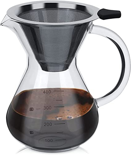 Kit d'infusion de café, réutilisable Verser sur le goutteur de café en verre borosilicaté Décanteur de cafetière manuelle avec filtre
