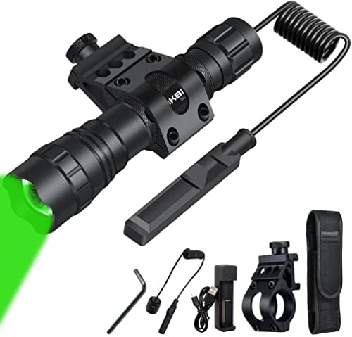 DARKBEAM lampe torche verte Puissante, 501BS Lampe de Poche à lumière Rouge LED Rechargeable, Portable étanche, mise au point rétractable pour la pêche, la Chasse, l'astrophotographie, avec pile &clip