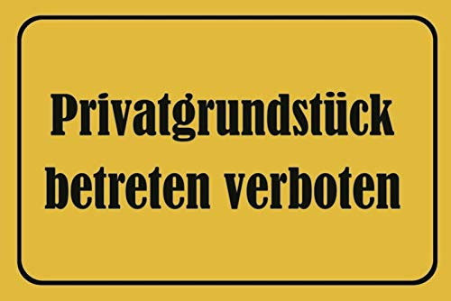 DekoDrom® Motiv Holzschild 20x30 cm Privat Grundstück Betreten Verboten Stop Kein Zutritt Spruch Tafel Dekoration Bar Kneipe Sammler