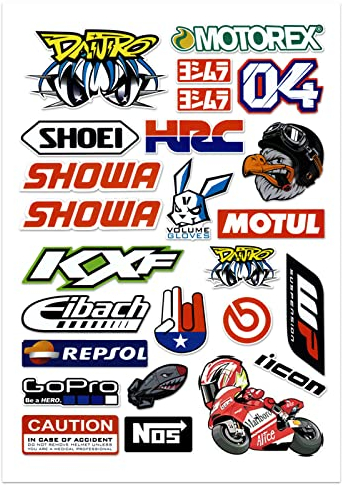 Motorrad Aufkleber Sponsor, FENGCHUANG-Moto Motocross Stickers Kit, Motorrad Aufkleber für Auto Motorräder Fahrrad Skateboard Snowboard Gepäck Laptop Aufkleber und mehr (21 x 32 cm)