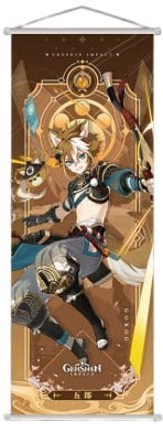 1 x Genshin Impact Scroll-Poster Wandbehang geschmiedetes Tuch Malerei Dekor Wohnzimmer Schlafzimmer Kunstdruck 70 x 25 cm (Gorou)