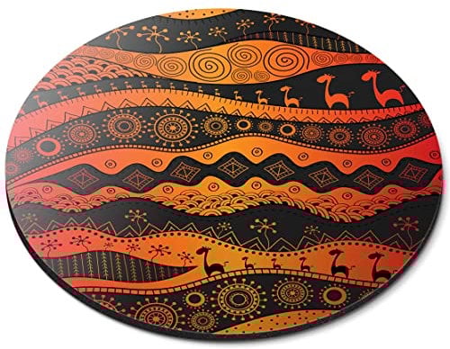 Destination Vinyl ltd African Ethnic Tribal Pattern Giraffe Flexible Round 5mm Rubber Mouse Mat Pad Office Home Novelty Printed Desk Accessory #50048