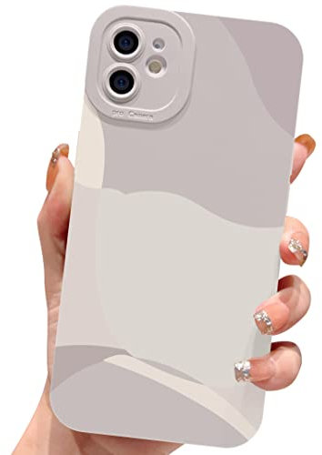 HZLFCZL Compatible with iPhone 12 Mini Case 5.4 Inch,cute painted art lens protective slim soft phone case for iPhone 12 Mini for women girl-White