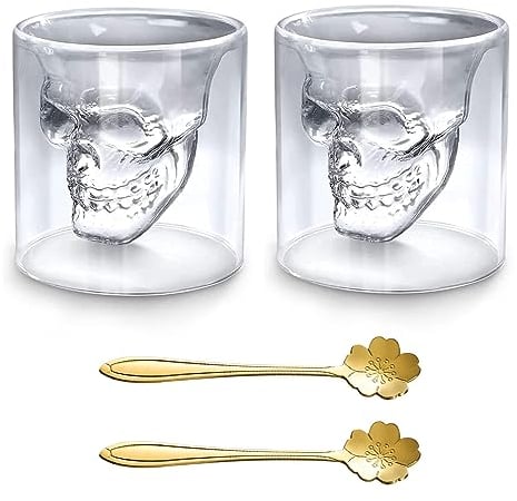 Xiuyer Coffee Cup, 250 Ml Cappuccino Cups, Coffee Glasses, Double Walled Glass Mugs, Glass Mugs, Cat Glasses, Tea Milk Juice Ice Cream, with 1 Spoons