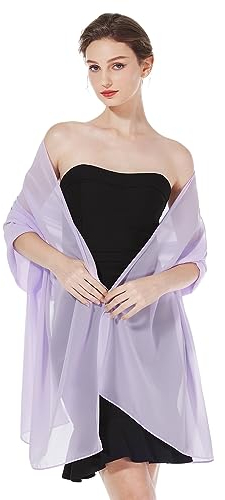 BEAUTELICATE Chal de Gasa Mujer Estola Capa Poncho Graduación para Novia Boda Fiesta Elegante Cerimonia Evento Noche (Lila,Plus Size)