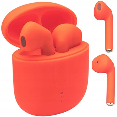 FOREVER Setty Cuffie senza fili Bluetooth 5.0 TWS Wireless Earphone Auricolari Auricolari Stereo Ricarica Wireless e Custodia di Ricarica Portatile per Android, iPhone, Samsung, Huawei (Arancione)