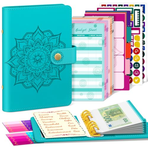 A6 Budgetplaner Budget Binder, Haushaltsbuch A6 Budgetplaner Geldumschläge, Finanzplaner Buget Sparmappe (Blau-ohne Kalender)