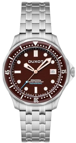 DUXOT Henri DX-2060 - Reloj de buceo automático para hombre, movimiento japonés, caja de acero inoxidable de 41 mm, resistente al agua 200 m, pulsera de acero inoxidable