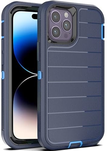 YmhxcY for iphone 14 Pro Case,3-in-1 Super Heavy duty phone protective case/Shock Protection/Dust Proof/Super sturdy, Designed for iphone 14 Pro 6.1-Dark Blue