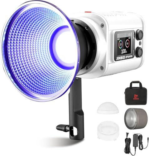 JINBEI EF60RGB 60 W RGB Licht Video Fotografie 2000 K-10000 K mit Reflektor RA > 95 APP Control COB Beleuchtung für Fotografie Vlog