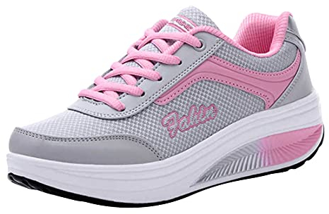 Schlittschuhe Kinder 35-40 Sommer Mode-Sneaker für Damen, Mesh, erhöhte Reiseschuhe mit dicken Sohlen, Laufen, Gehen, Sportschuhe, Sneaker, Urlaubsschuh Pink 37