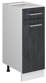 Vicco Mueble bajo de Cocina R-Line, Hormigón Negro/Blanco, 30 cm sin encimera