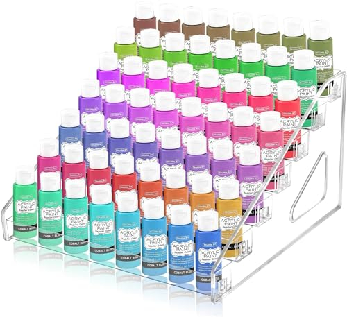 IDAHSOR Clear Paint Organizer, 7-Tier Miniature Paint Holder, Craft Paint Organizer Rack for Acrylic Craft Hobby Miniature Model Light Paint Can Storage