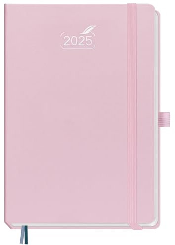 BEZEND Agenda 2025 Semainier A5 en Françai Couverture Rigide | Planner Hebdomadaire avec Papier 120 g/m² et Pages de Notes en Pointillés - Rose