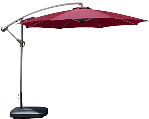 YhOuuA Sonnenschirm 2 m/2,2 m/2,5 m, gestreifter Strandschirm, Gartenschirm, Sonnenschutz für den Außenbereich mit 8 Streben für Strand/Pool/Terrasse (rot, 2,7 m)