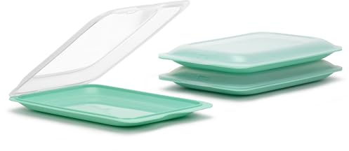 TATAY Porta Embutidos Fresh | Set de 3 Estándar | Tupper Embutido Nevera | Tapa Extraíble, Apilable | Apto Congelador, Microondas y Lavavajillas | Libre de BPA, 17 x 3,2 x 25,2 cm, Color Menta