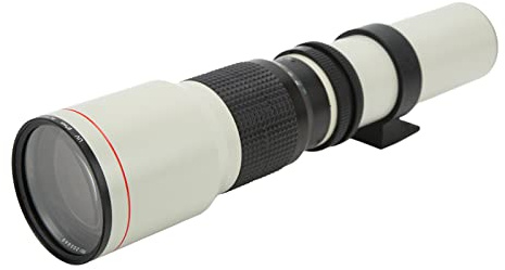 Teleobiettivo ad alte prestazioni, rivestimento multistrato, portatile, interamente in metallo, 500 mm, teleobiettivo in vetro ottico, per bird watching, sport, giochi di caccia, colore bianco