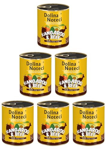 Dolina Noteci Glutenfrei Superfood Nassfutter für Hunde - Känguru und Rindfleisch 800g (6-er Pack)