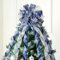 JOIEDOMI 45 Zoll(114.30CM) Weihnachtsbaumspitze-Schleife, Blaue und Silberne Schleife mit Schneeflocken und Glitzer, große Geschenkschleife für Weihnachtsbaumspitze, Feiertagsdekoration