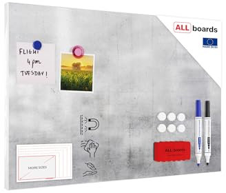 Tableau magnétique pour aimants METALboards, ciment 60x40 cm + ensemble d’accessoires
