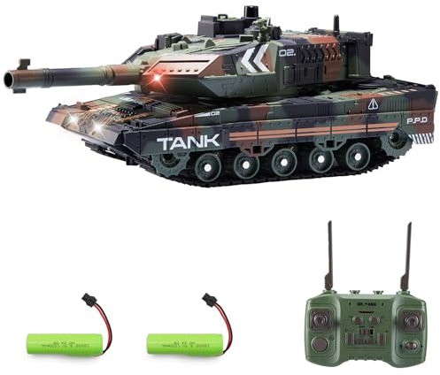 Hitish Char RC qui tire pour enfants et adultes, jouet de réservoir de l'armée télécommandée 2,4 G avec son de démonstration automatique, lumière fumée, modèle de véhicules militaires à 13 canaux,