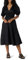 Amazon Essentials Women's Regular-Fit Cotton Sateen Puff-Sleeved Midi Dress, Black, L