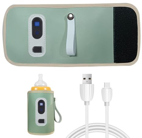Baby Bottle Warmer USB Breast Milk Bottle Warmer 5 Adjustable Temperature Portable Bottle Heating Bag with LCD Display for Bottle Warmer Baby Travel