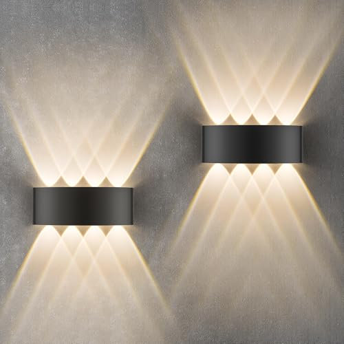Oraymin LED 2 Stück 8W Wandlampe für Innen und Außen, IP65 Wandleuchte mit 8 Lichtquellen, 3000K Warmweiß LED Außenwandleuchte, Aluminium Lampe Für Wohnzimmer, Schlafzimmer, Flur, Balkon, Treppenhaus