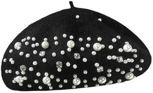 Lpitoy Perlen-baskenmütze, Wolle, Französische Baskenmütze, Perlen-kürbis-Hut, Newsboy-Bowler-mütze, Kostüm-mütze Für Damen