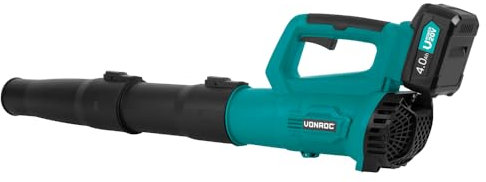 VONROC Laubbläser Akku 20V [Axial Design] - Luftgeschwindigkeit 129 kmh - Blasleistung 7m³- inkl 4Ah Akku & Ladegerät | Neues Modell