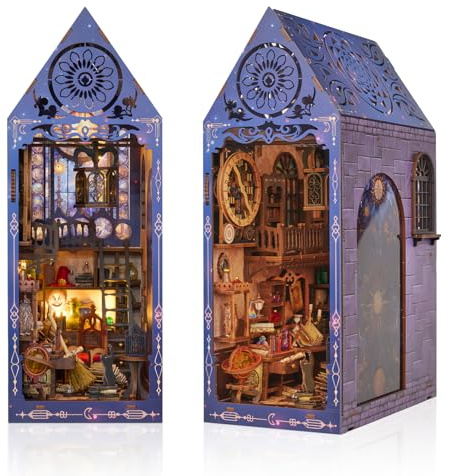 Cuteefun DIY Book Nook Kit mit LED Licht, Holz Miniatur Puppenhaus | Kreatives Handwerk für Erwachsene Jugendliche, Bücherregal-Dekoration & Wohnaccessoires, Einzigartiges Geschenk (Zauberhaus)