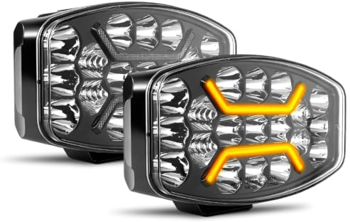 CO LIGHT Feux LED 10 Pouces 150W 35000LM Spot Flood Combo LED Camion Longue Portée avec Feux De Jour Ambre et Blanc Phare de Travail pour Camion 4x4 Tracteur BTP 12V 24V Certifié IP68 ECE 2 pièces