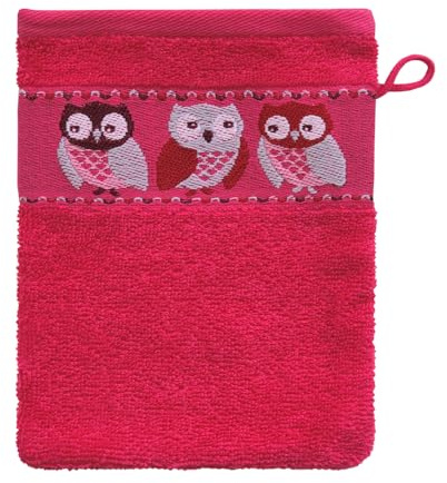Dyckhoff Waschhandschuh 'Eule Modern' 16 x 21 cm Pink