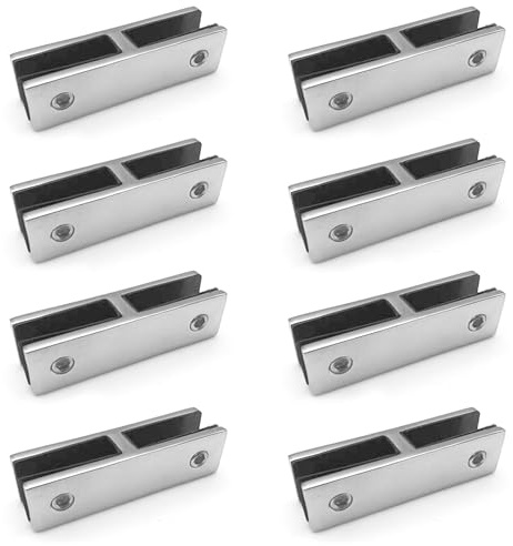 YFJBDKS Pince à Verre en Acier Inoxydable 304, Support Double Face à 180°, matériel de Fixation pour Garde-Corps en Verre trempé de 10 à 20 mm et escaliers,Argent,10to12mm
