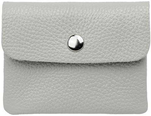 Caspar Kleiner Echt Leder Geldbeutel Damen Portemonnaie Geldbörse mit Reißverschluss & Druckknopf - GB416 - Made in Italy, Farbe:hellgrau, Größe:Klein (11cm x 8cm)