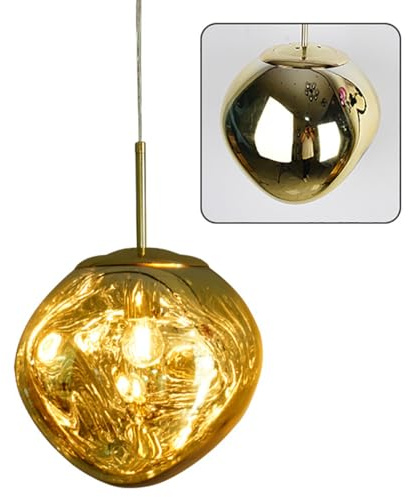 Jatwefiv Moderne Bunte Pendelleuchte mit Lava Bubble Höhenverstellbar Hängeleuchte Frei Kombinierbare kronleuchter für Esszimmer Treppenhaus Schlafzimmer Bar Gang Schlafzimmer,Gold,28CM