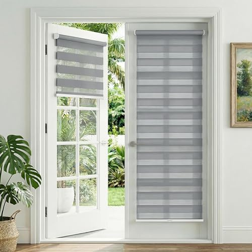LazBlinds Zebra-Jalousien ohne Bohren, schnurlose Jalousien für Tür mit 71,1 cm Abdeckbreite, kleines Lücken-Design, lichtfilternde, durchsichtige Schatten für Innenfenster, 71,1 cm B x 182,9 cm L