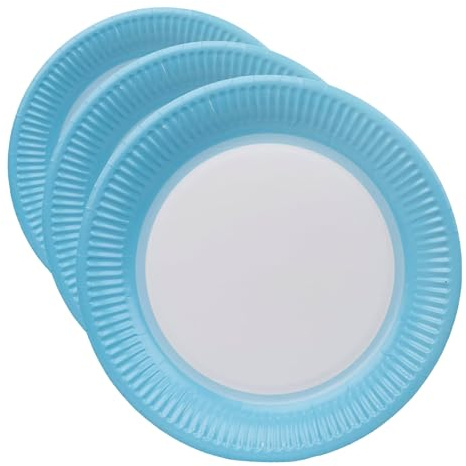 Talking Tables 8 x Blue Paper Party Plates for Birthday, Solid Colour Disposable Round Dishes,BBQs, Picnic, Kids Birthday Bay Shower Supplies 23cm 9inch (Pack of 3)