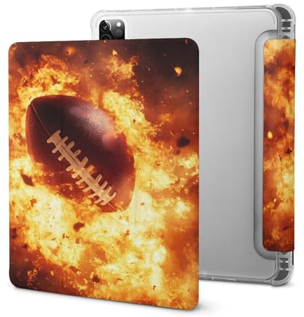 Football Fireball Stylish Tri-fold Tablet Case Compatible with IPAD Pro 2021 （11in） Anti-Scratch Covers with Pen Slot