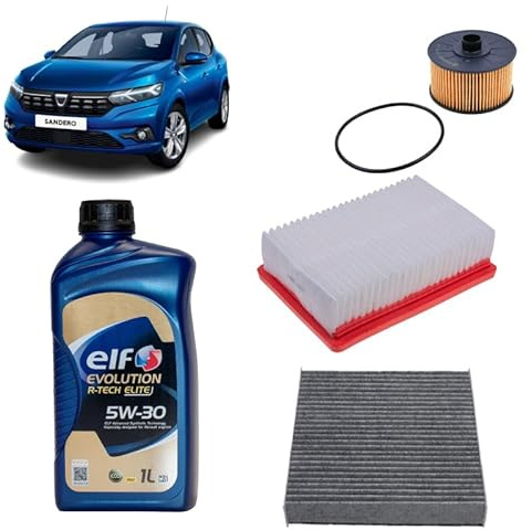 Kit tagliando 3 filtri + 4L olio 5W-30 Elite compatibile con Dacia sandero iii 1.0 TCE 100 ECO-G Benzina/gasauto (gpl) 2021+