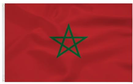 Drapeau du Maroc Moroccan flag 3x5FT -(90x150cm) Indoor/Outdoor Quality Polyester with Vivid Color and Brass Grommets Decorations Drapeau Maroc
