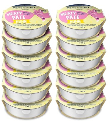 Pets Deli Meaty Pâté Nassfutter für Katzen mit Huhn, 12x85g | Cremige Pastete mit hohem Hühnchenanteil, mit Taurin, für wählerische Katzen, getreidefrei, ohne Zucker, Premium Qualität