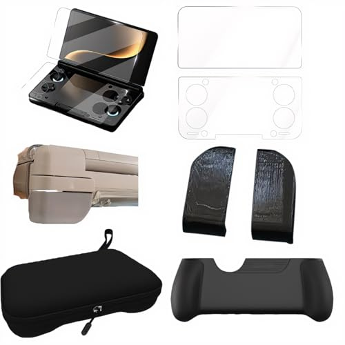 Tuvzylory Zubehör-Kit kompatibel mit AYN THOR, komplettes Schutz-Set mit Displayschutzfolien, ergonomischem Griff, Tragetasche und Triggerabdeckungen (Schwarz)