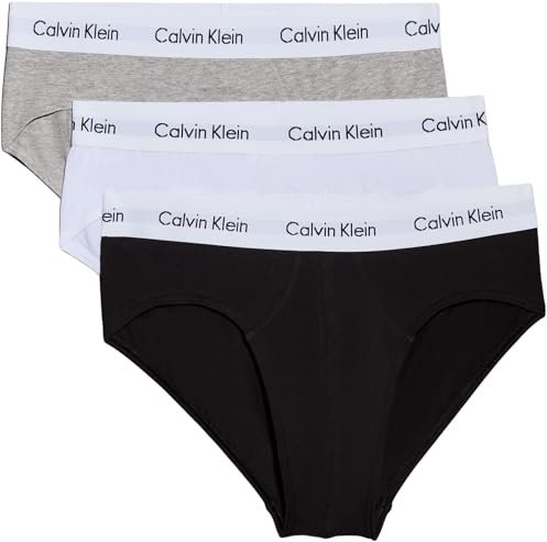 Calvin Klein Hip Brief 3Pk 0000U2661G, Slip, Uomo, Multicolore (Black/White/Grey Heather), XL