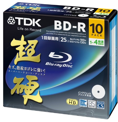 TDK Blu-ray Disc BD-R 25GB 1-4x Super Hard series White wide printable disc 10pack 5mm slim case BRV25HCPWB10A (Japan Import)